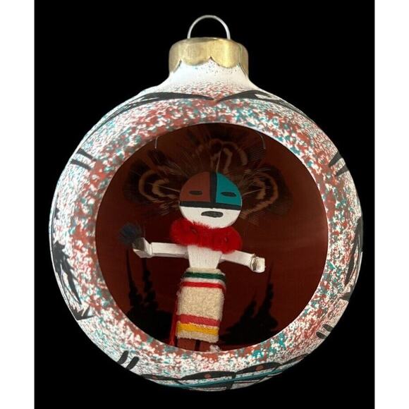 VTG Southwest Dine' Pottery Diorama Ornament Christmas Ball Art - Picture 2 of 7